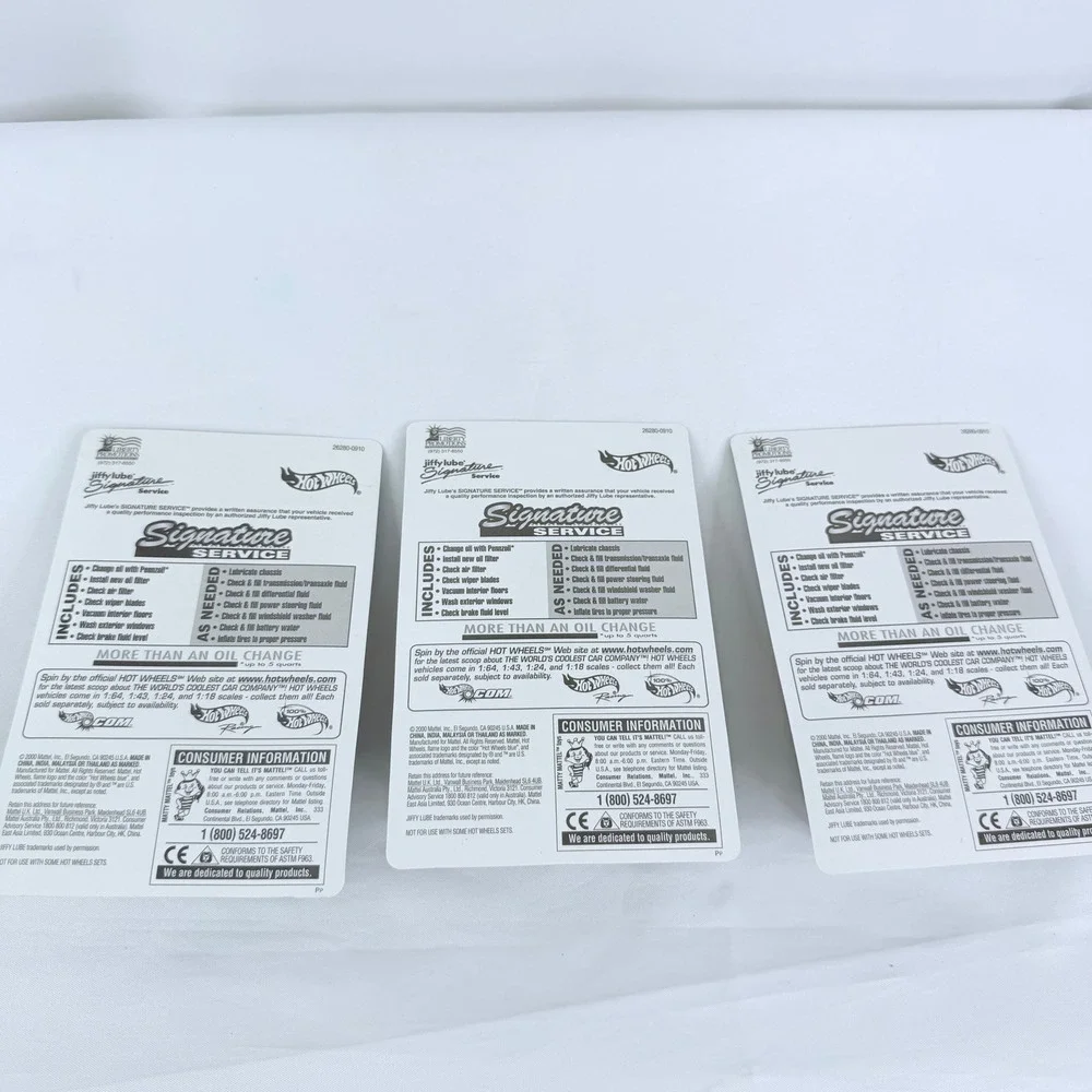 Hot Wheels Blast Lane Motorcycle Jiffy Lube Promo Lot of 3 White Diecast 26280